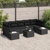 VidaXL 8-Piece Garden Sofa Set with Black Cushions In Poly Rattan 3346983
