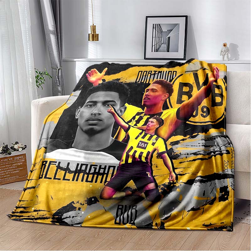 Borussia Dortmund BVB Team Players Throw Blanket, Friends Style Football Print Soft Flannel Blanket for Soccer Fans