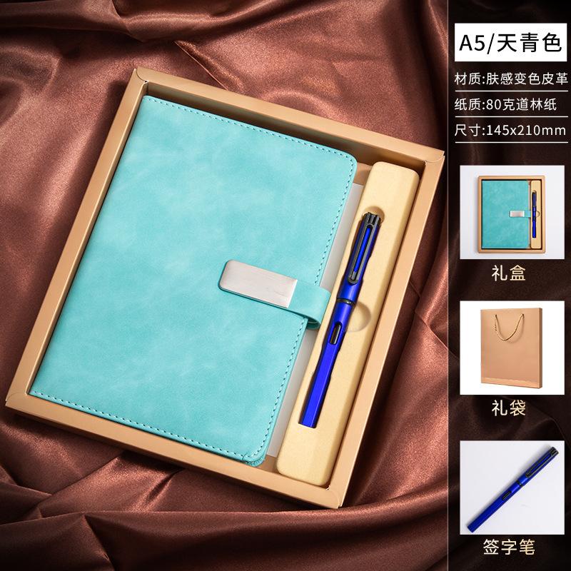 Customized A3 Hardcover Leather Bound Notebook with Logo Buckle 100 Sheets Thermal Binding for Office Business Meetings Record