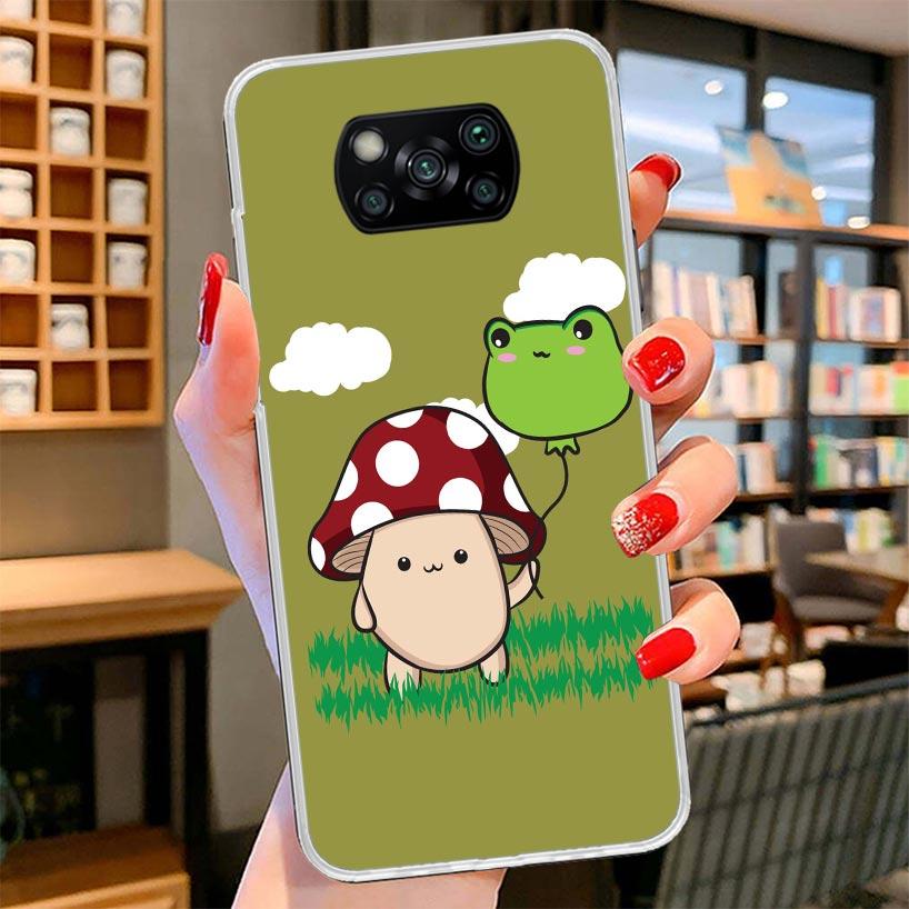 Cottagecore Frog Mushroom Kawaii Cover Phone Case For Xiaomi Poco F7 Ultra X7 X6 X5 Pro M7 Redmi 15C 15 13C 13 12C 12 10C 10 9A