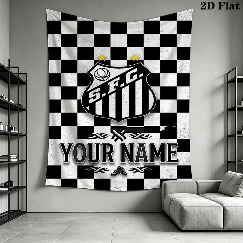 Name Custom Santos FC Wall Tapestry Aesthetic Wall Hanging Printed Fabric Blanket Decorative Tapestries for Bedroom Living Room Home Decor