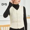 Women Fall Winter Vest Coat Soft Thick Padded Sleeveless Single Breasted Solid Color V Neck Cardigan Slim Fit Warm Pockets Lady Waistcoat