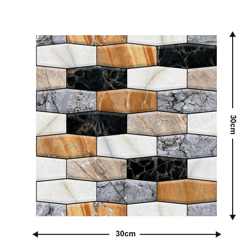 10Pcs 3D Removable Wall Sticker Tile Marbling Brick Self-adhesive Waterproof Kitchen Bathroom Home Decor DIY