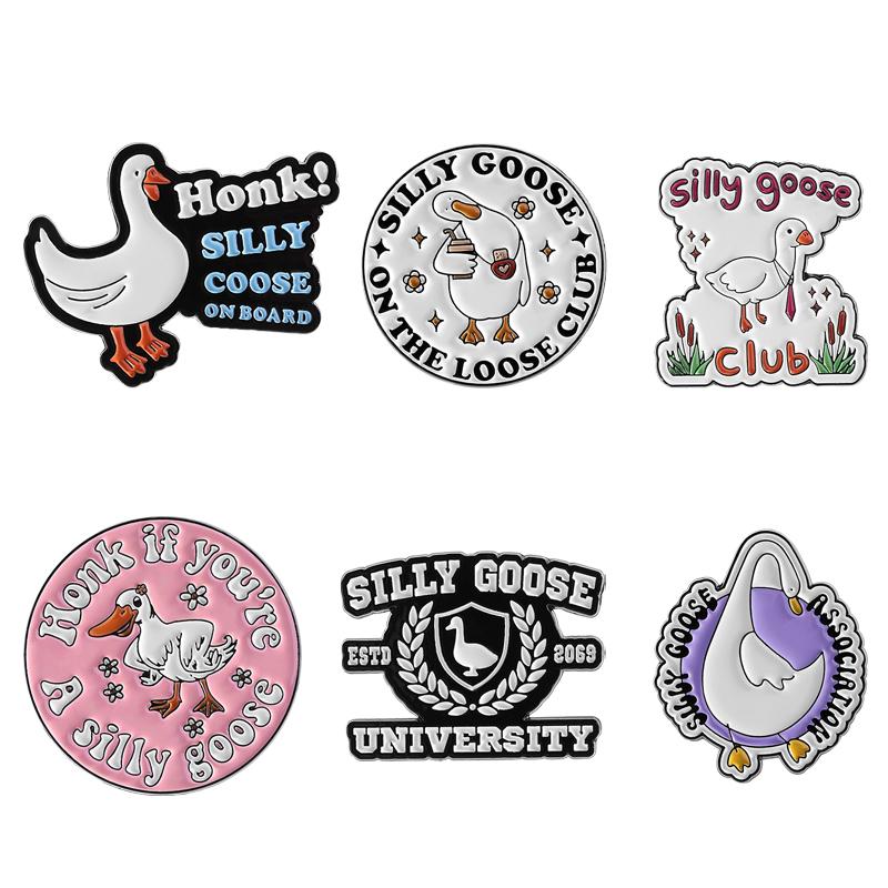 5-7PCS/SET Enamel Pins Custom Silly Goose Club Brooches Lapel Badges Clothes Animal Jewelry Gift for Friends