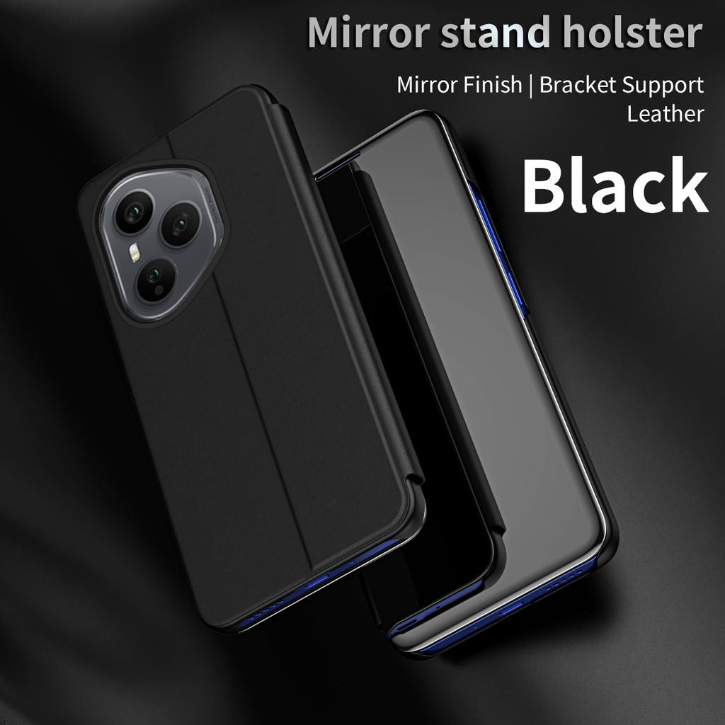 Mirror Folding Stand Cases For Honor 400 Pro Flip Leather Kickstand Phone Case For Honor 200 400 Lite 300 Pro Full Cover Bumper