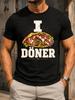 I Love Doner Bold Letter I And Kebab Sandwich Graphic With Vegetables And Sauce Distressed Food Unisex All Tshirt