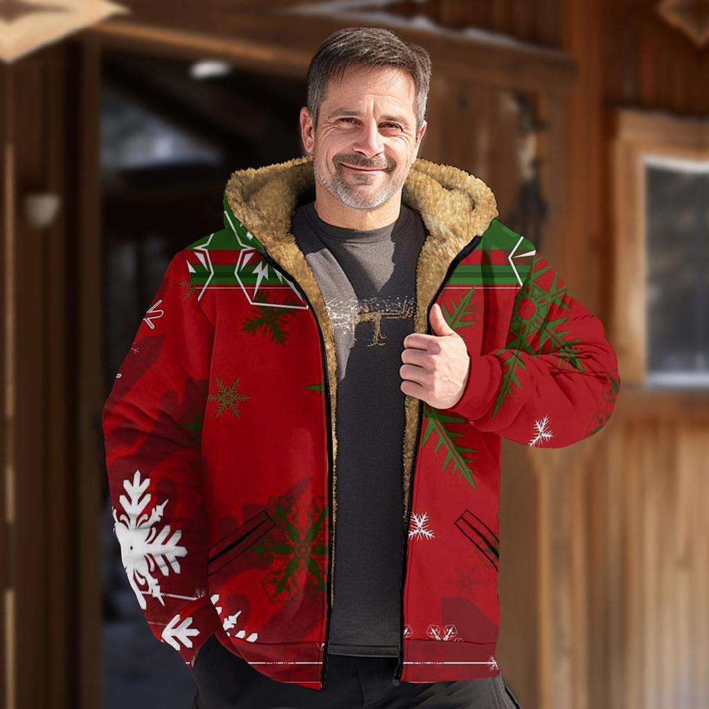 Мужская куртка с рождественским принтом, мужская весенняя повседневная куртка с капюшоном на молнии