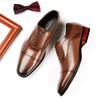 Japanese-Style 2024 Men's Genuine Leather Three-Eyelet Formal Dress Shoes - Pointed Toe Oxfords for Office or Wedding with Wooden Heel