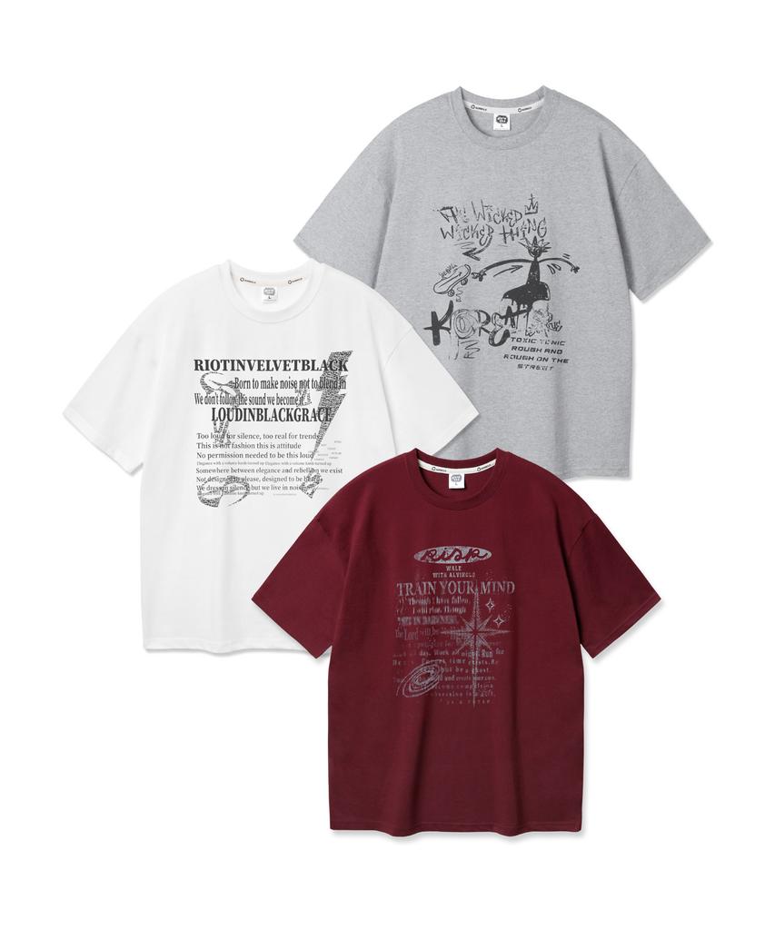ALVINCLO [3Pack] Oversized Casual Short Sleeve T-Shirt 3-Piece Package