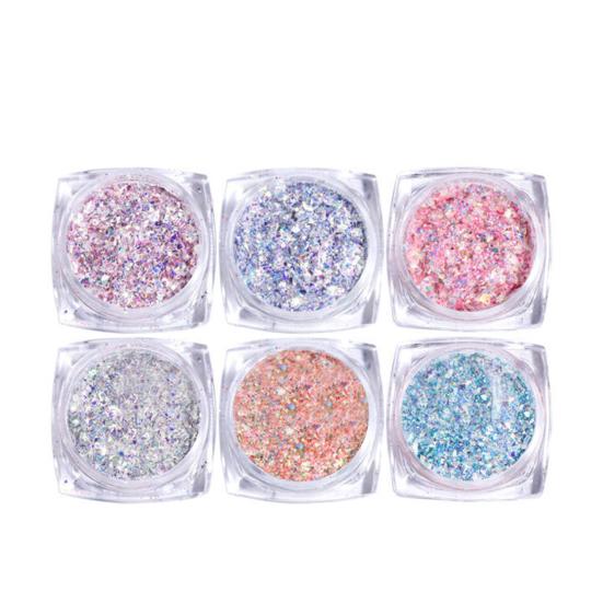 1 набор блесток для ногтей, сияющий, легкий, вставной, глянцевый, не капающий, сделай сам, сверкающий, 6 цветов, украшение для ногтей, блестки, маникюрный салон, поставка
