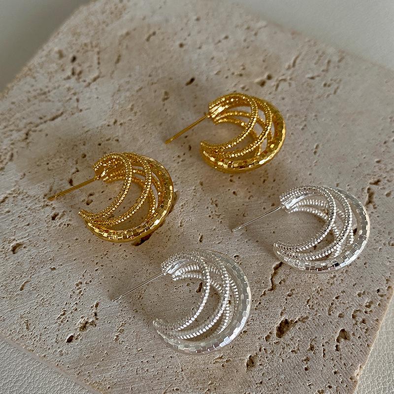 Wrapped Multi-layer C-shaped Earrings, Simple Personalized Design Earrings, Fashionable and Cold Wind Earrings, Niche and High-end Sense