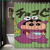 Шин-чан и Розовый Крокодил Игрушка Мультфильм 2D Печать Водонепроницаемая Шторка для Ванной, Минималистичный Белый с Цветными Звездами