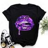 2024 Hot Sale Black T Shirt Unisex Pink Glitter Lips Graphic Print Tshirt Femme Luxurious Makeup Sexy Tshirt Haut Femme