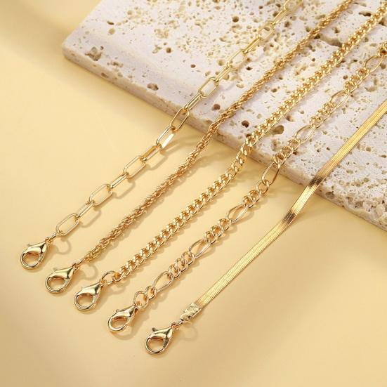 5 Pcs Women Bracelet Lobster Clip Closure Adjustable Hollow Chain Solid Color Wristband