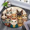 Круглый ковер с кошками, Ковер для гостиной, спальни, дивана, игровой комнаты, Нескользящий коврик для пола