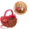 Elegant Rattan Flower Girl Baskets with Pearl Handle Ribbon Candy Basket for Wedding Ceremony and Home Decoration