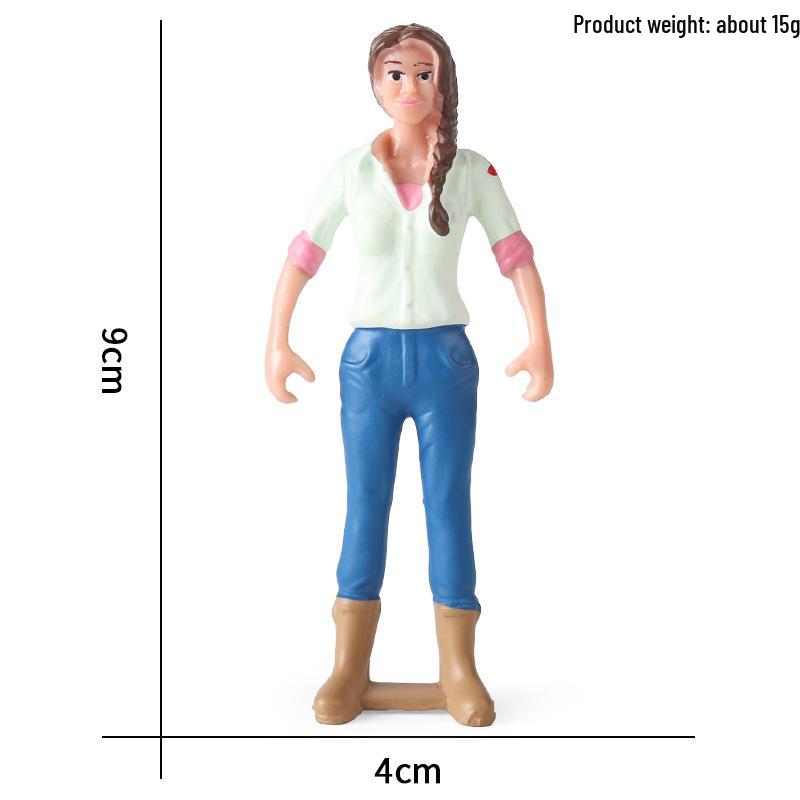 Plastic Farm Figures: Farmer, Woman, Ranch Worker, Police