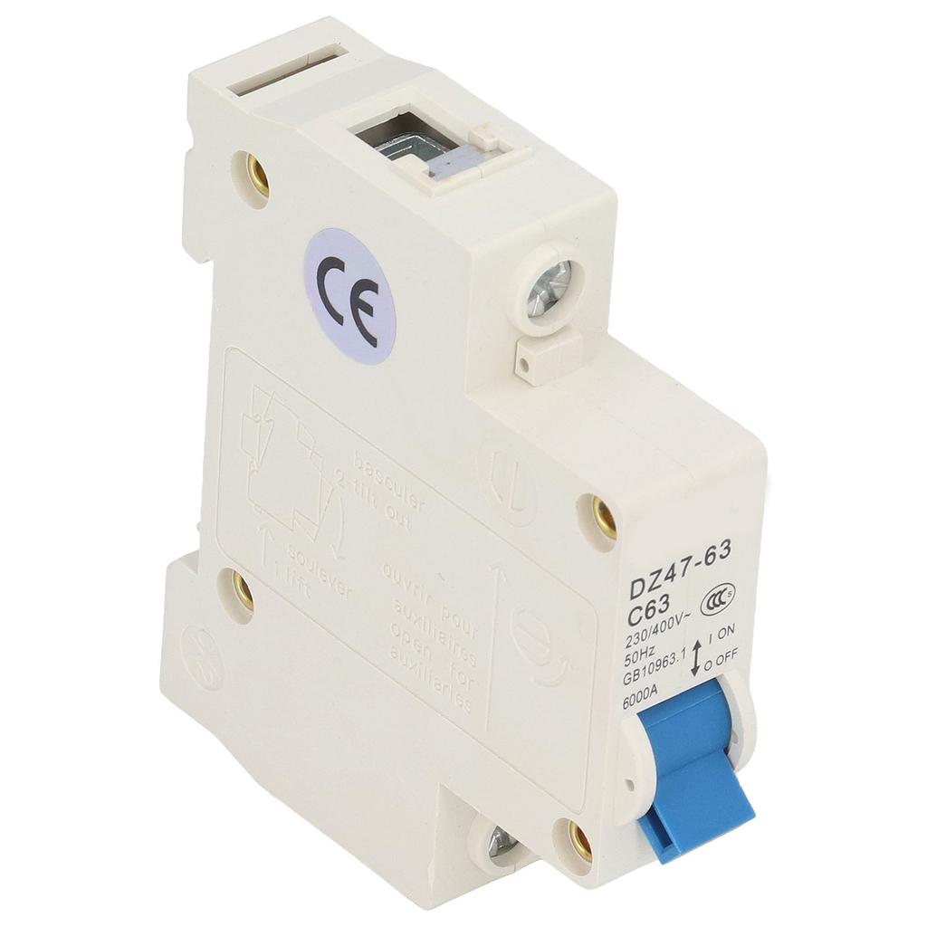 Автоматический выключатель 1P Изолятор остаточного тока Крепление на DIN-рейку 230В 400В 63А DZ47?63 C63