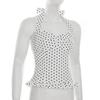 Dot Halter Ruffle Vest Top Lace Up Women Camisole Fashion Sleeveless Crop Top  Female