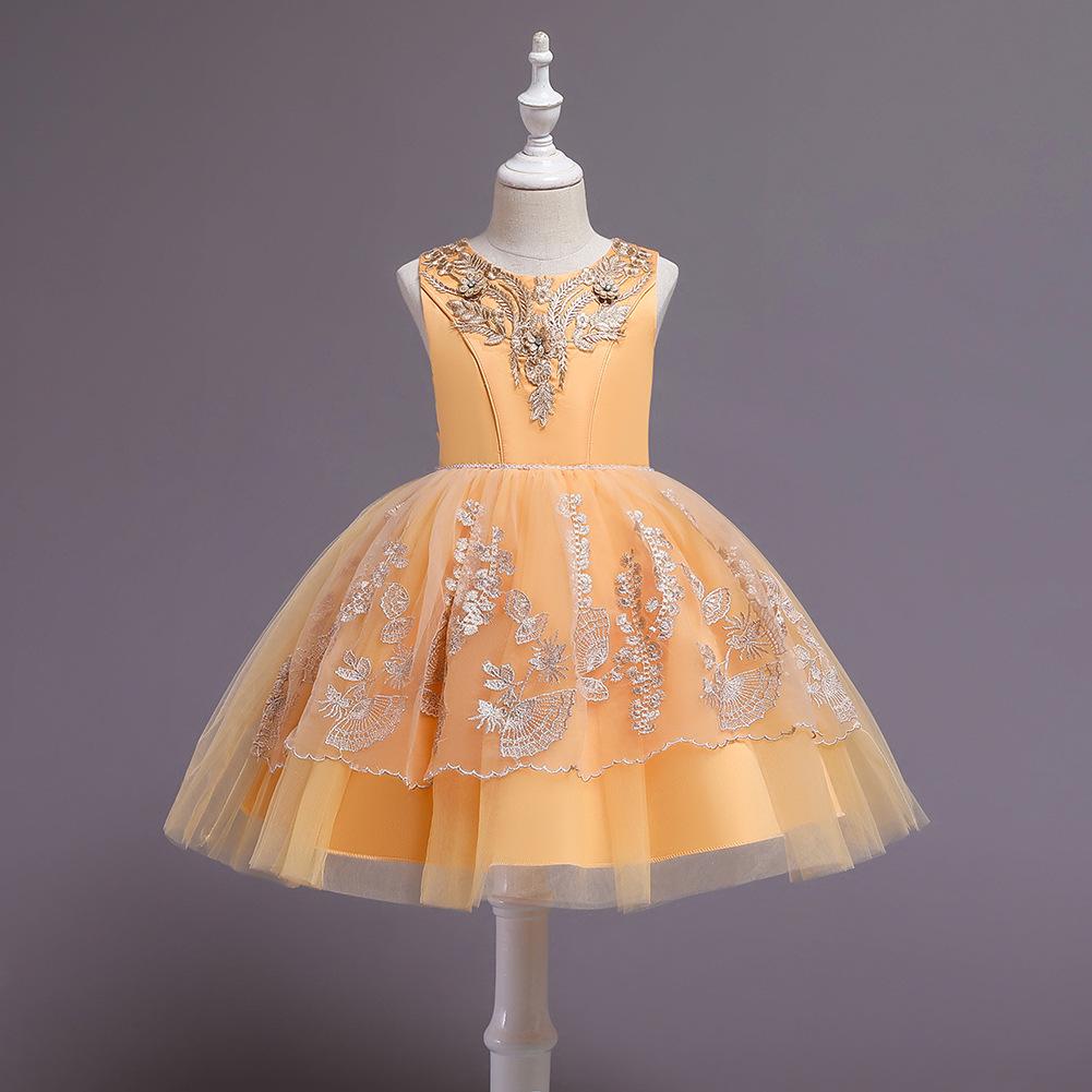 Children's Dresses Dresses Middle and Large Children Piano Performance Dresses Mesh Princess Tutu Girl's Dresses Birthday Evening Gowns