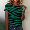 Женская элегантная футболка, корейская трендовая одежда, круглый вырез, полосатый принт, короткий рукав, свободный повседневный топ, летняя модная женская футболка