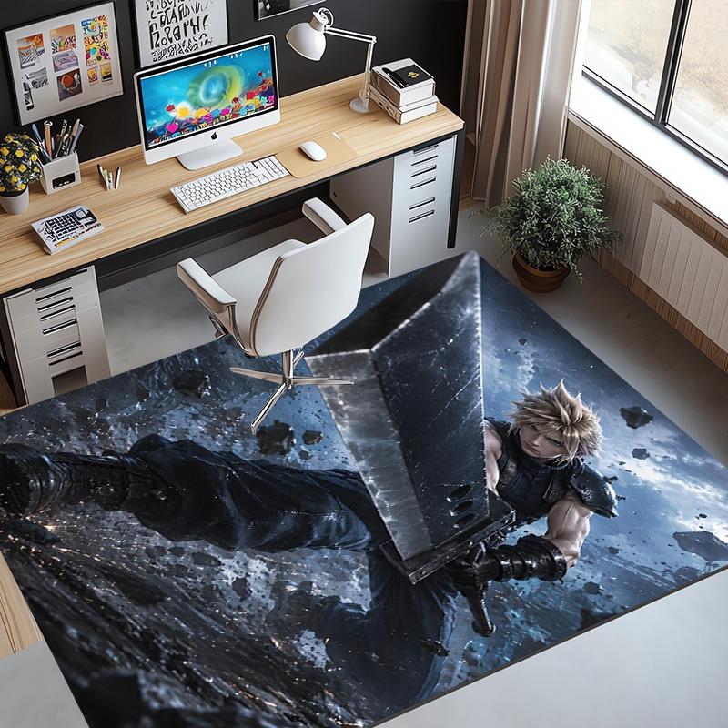 Final Fantasy Pattern Rug, Indoor/Outdoor Mat, for Picnic, Gameroom, Bedroom, Office, Living Room, Home Decor Carpet, Birthday Gift