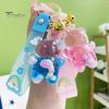 Mini Bear Keychain with Pendant Charm Acrylic Metal Bag Charm Wristlet Bracelet Key Ring for Women Girls