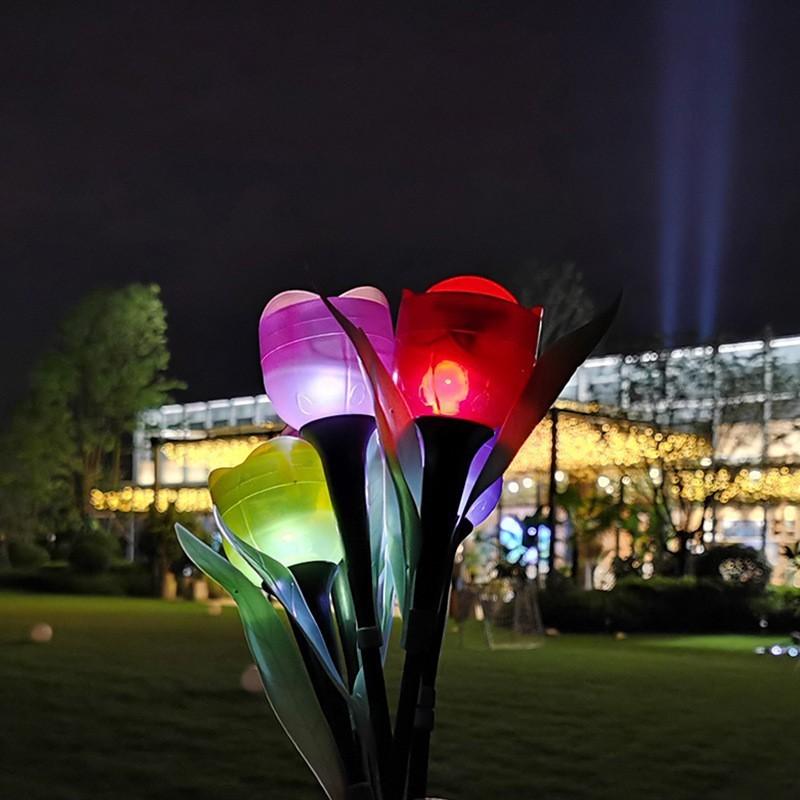 6XGarden Tulip Flower Shape LED Solar Powered Lights Outdoor Yard Standing Decor