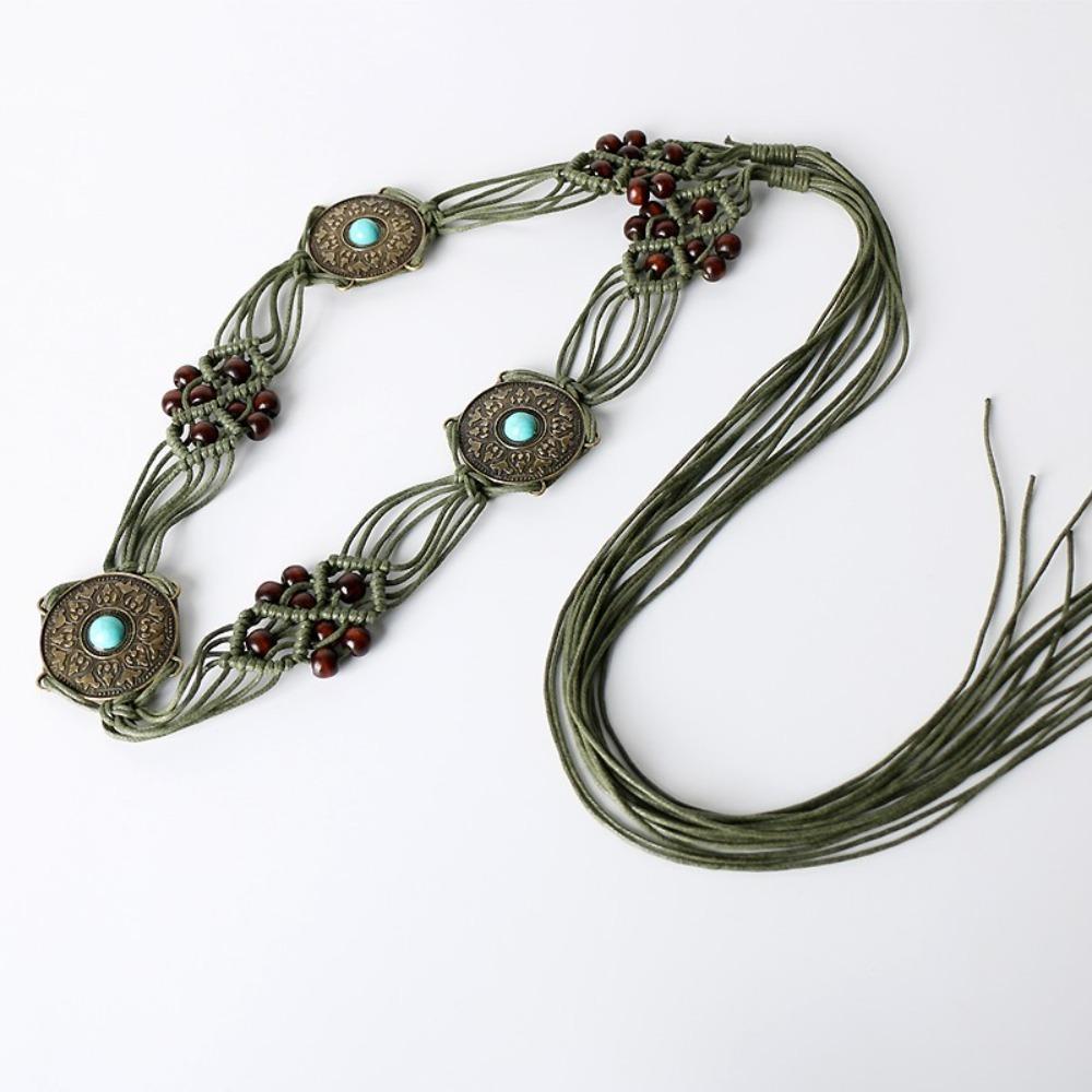 Аксессуары Универсальный плетеный ремень Плетение Платье Повседневный Пояс Цепочка Богемное украшение на талию Юбка