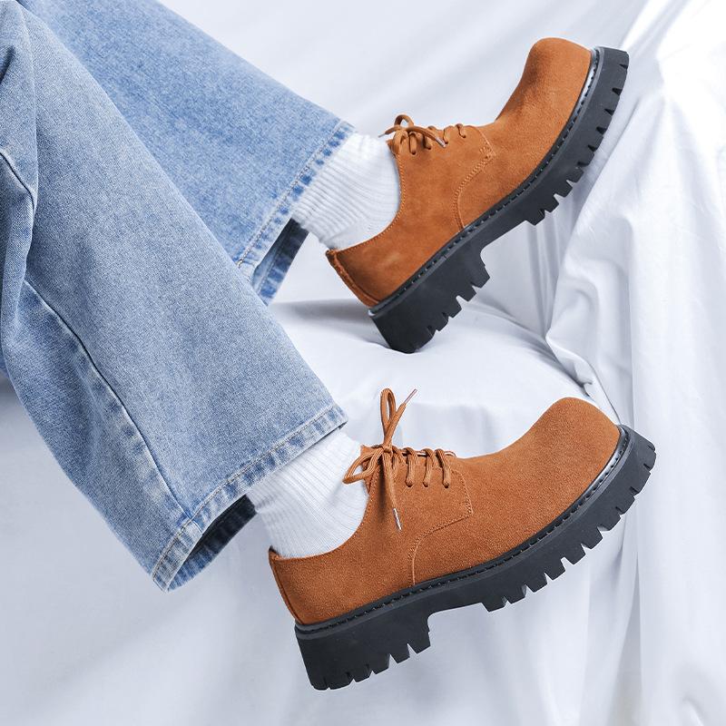 Модные туфли Дерби с большой головой, мужские кожаные туфли на платформе для поездок на работу, мужские повседневные туфли для пожилых людей с увеличением внутренней высоты в британском стиле 3656-R