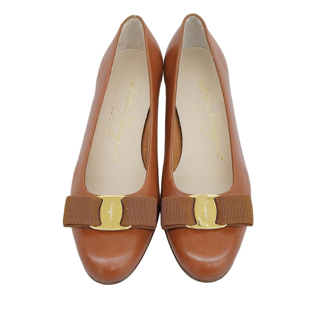 Отличные туфли Salvatore Ferragamo VARA Лента Vara Коричневая кожа Женские 5 Б/у