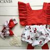 2Pcs Newborn Kids Baby Girl Ruffle Romper Big Bow Bodysuit Outfits Summer Set