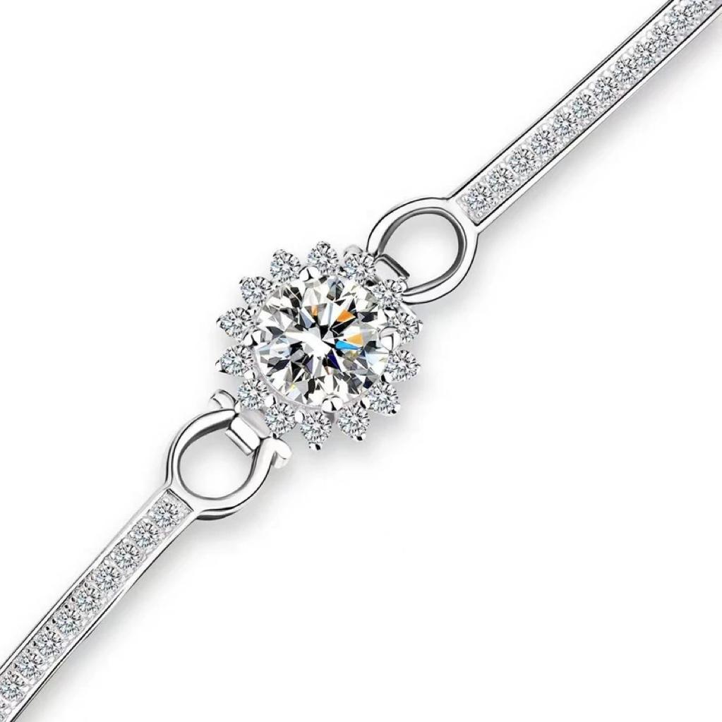 S925 Silver Moissanite Bracelet 1 2 Carat High Quality Light Luxury Exquisite Sunflower Bracelet for Women
