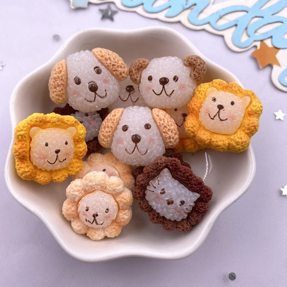 10 шт. Смешанные смолы Каваии Разноцветные Фигурки Голов Собак Кошек Плоская задняя часть Кабошон Камень DIY Скрапбук Декор Ювелирные изделия Ремесла Аксессуары