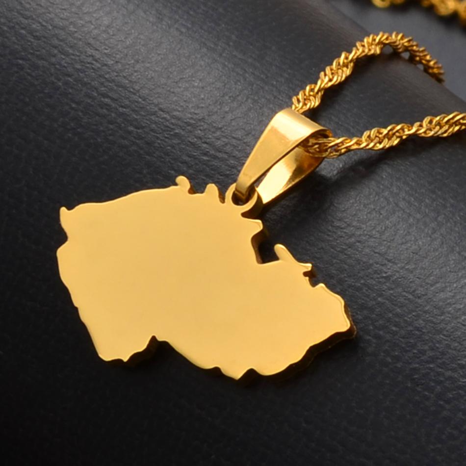 Anniyo The Czech Republic Map Pendant & Necklaces for Women Ceska Country Maps Jewelry @021921