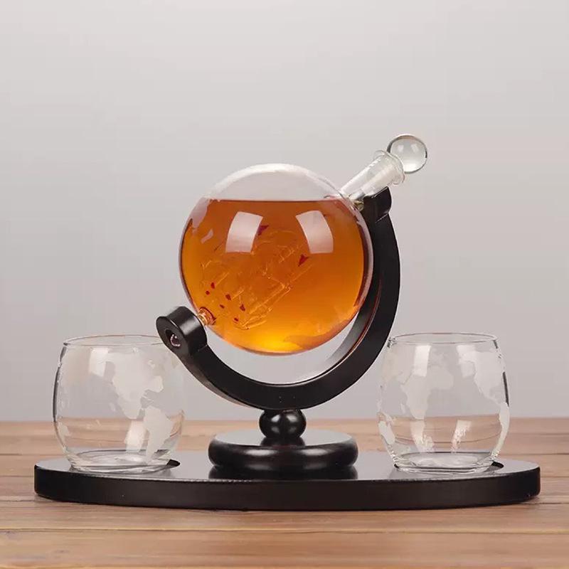 Globe Decanter and Barware Set: Wine & Whiskey Infusion Bottle Sealed Jar