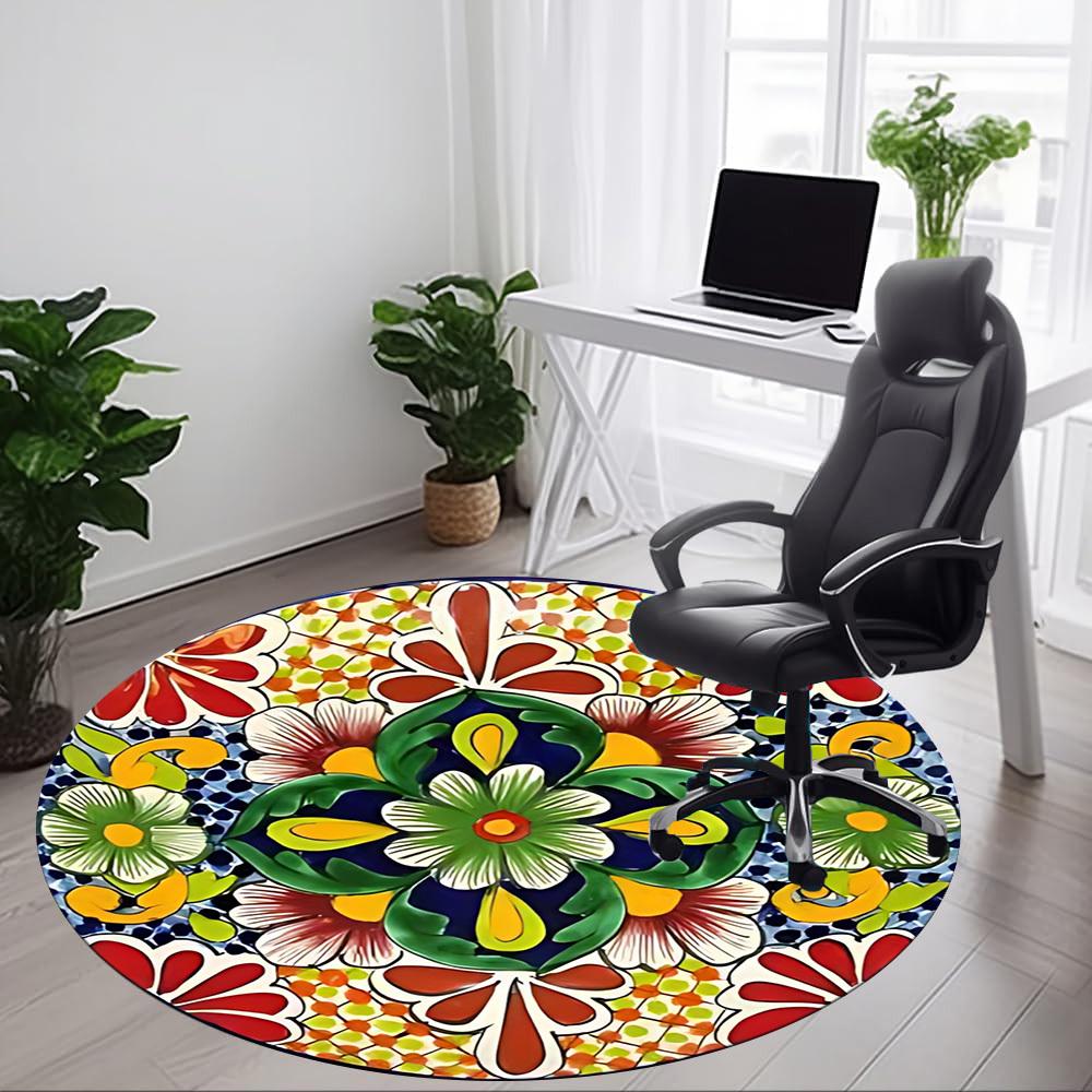 1pc Floral Design Chair Carpet for Office, Soft Comfortable Mat For Office, Living Room, Bedroom, Machine Washable Carpet yy251112050
