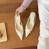 So Beautiful!! Nude Pointed Bow Light Mouth High Heels Women's Empty Sandals