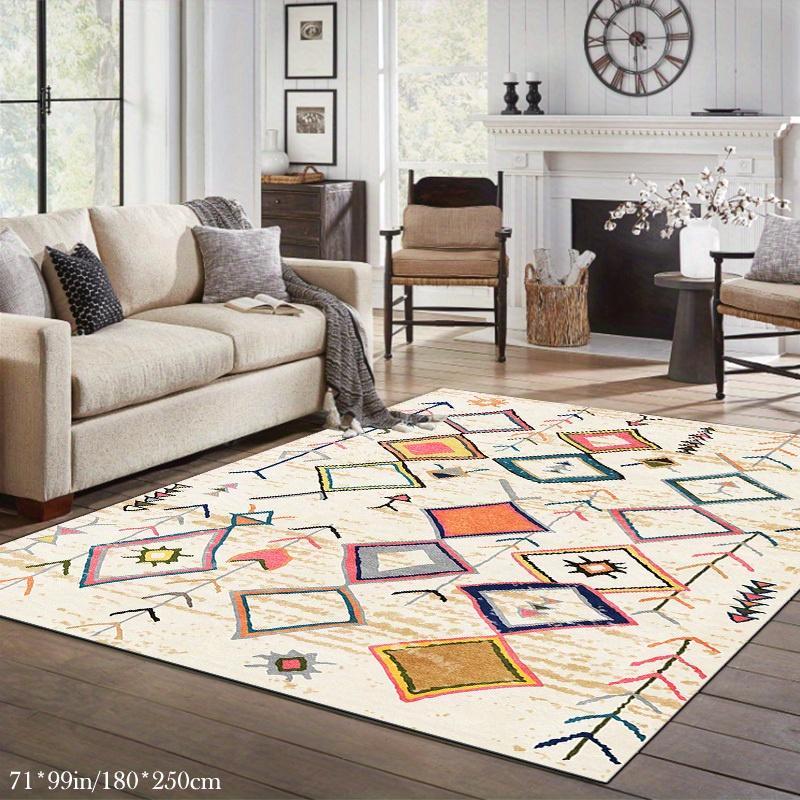 Ковер с марокканским узором, бархатный с точечным пластиковым основанием, для гостиной, спальни, кабинета, балкона, машинная стирка, для помещений и улицы