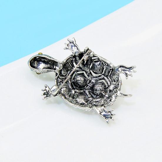 Tortoise Brooch Rhinestone Faux Crystal Colorful Turtle Pin Brooch Lapel Pins Vintage