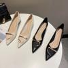 Fashion Pointed Thick Heels Mary Jane Shoes for Women's 2025 Summer New Shallow Heel Women's Single Shoes High Heel Female Single Shoes