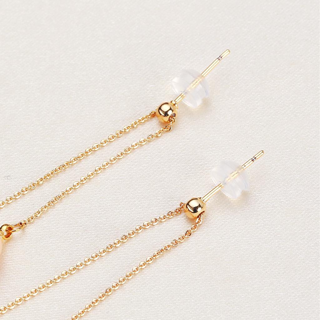Directly supplied freshwater pearl long beaded earrings, versatile and fashionable silver needle earrings for women