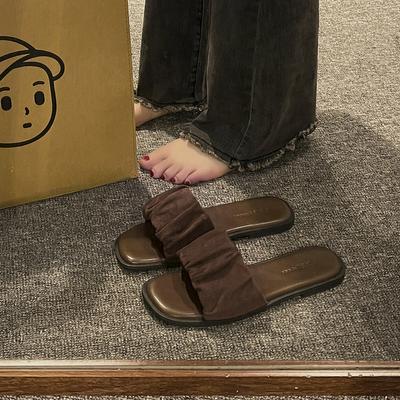 Премиальные однословные тапочки для женских летних сандалий Новогодние сандалии на плоской подошве для пляжа