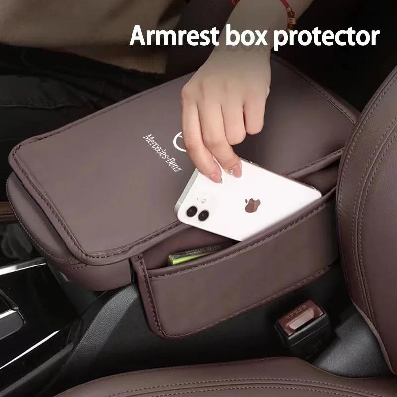 GLC GLB Car Styling Seat Armrest Box Protector Cushion Storage Box Cover Pad For Mercedes benz Amg X156 W204 W205 W203 W211 W21