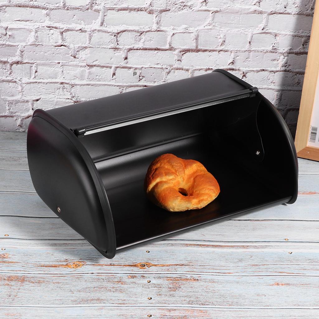 Large Capacity Stainless Steel Bread Box Holder Bin Container Kitchen Storage OrganizerBlack