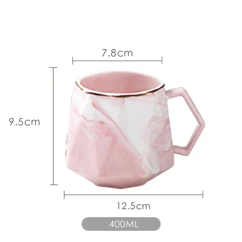 400ml Ceramic Marbled Coffee Mugs European Style Diamond Cup with Handle Personality Magic Mug Couple Friends Gift Milk Drinking