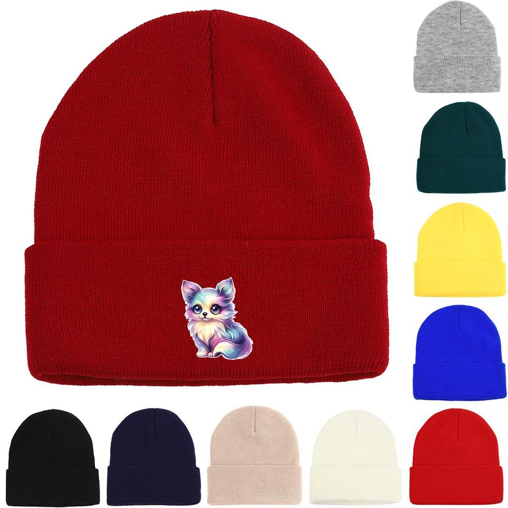 Miraculous Fox Winter Knitted Cap Beanie, Animal Skull Cap Fit Elastic Sporting Bonnet Knit Hat Beanie