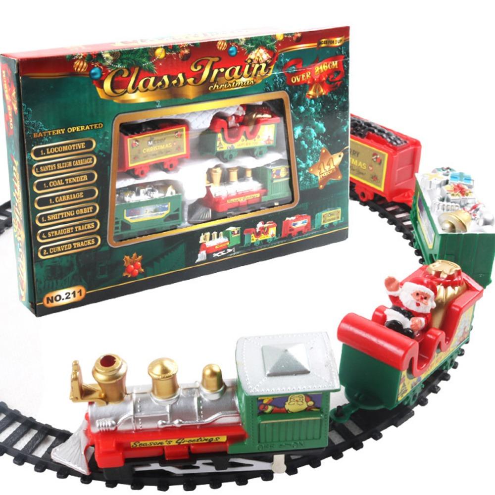 ABS Electric Train Set Battery Powered Electric Rail Cart New Railway Car Toy Xmas Gifts