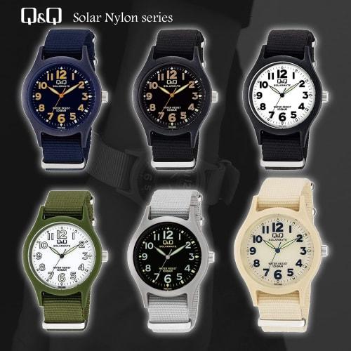 Cue and Cue Watch Analog Solar Waterproof Nylon Strap Black Dial H062-005 Men's Gray