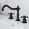 Gold Solid Brass Bathroom Basin Faucet Mixer Taps Antique Black Kitchen Sink Faucet Dual Handles 3 Holes Bathtub Faucet